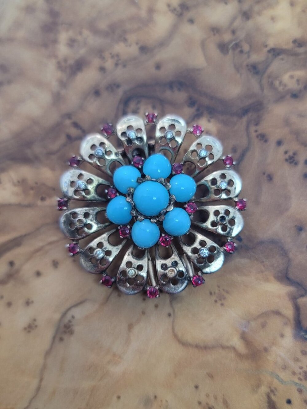 Sterling, Glass & Rhinestones Scarf Clip by Alfred Philippe Crown Trifari